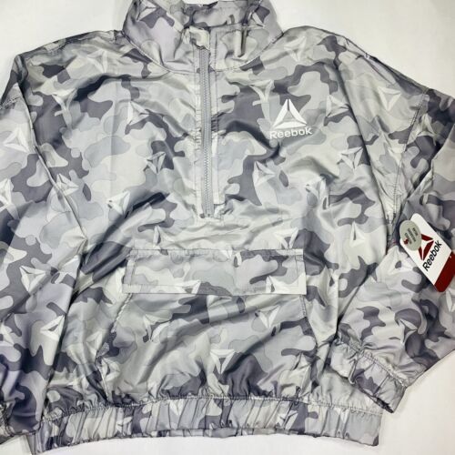Primary image for Girls Large 10 12 Camo Windbreaker Pullover Jacket Silver Reebok