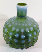 Hobnail Glass Vase Blue Green Opalescent Anthropologie 7&quot; Tall Original Stickers - $37.99