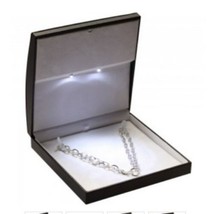 1 LED Light Large Necklace Box - Leatherette Finish with white Interior - £46.85 GBP