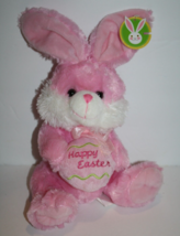 Happy Easter Egg Bunny Rabbit 9&quot; Chrisha Playful Plush Pink White Soft Toy NEW - £16.73 GBP