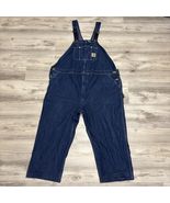 Carhartt Bib Overalls Mens 54 Denim Blue Workwear Carpenter Farmer R08 H... - $47.98