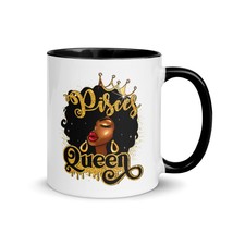 Coffee Mug-Afro Pisces Queen Mug with Color Inside, African American Women Zodia - $17.77+