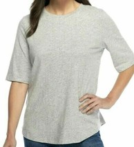 Eileen Fisher Dark Pearl Cotton Mélange Elbow Tee Top Nwt Size Ps - £39.56 GBP