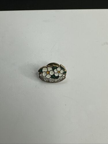 Vintage British Columbia Flower Pin Enamel Travel Souvenir Hat Lapel - $9.41