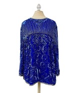 Vintage Sequin Beaded Top Womens Size 20 Cobalt Blue Silver Dressy 3/4 S... - €55,62 EUR