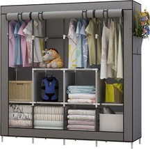 Udear Portable Closet Large Wardrobe Closet Clothes Organizer With 6, Grey - $51.95