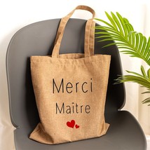 Thank You Mistress French Print Pattern Fashion Women Linen Shopping Bag Shoulde - £10.32 GBP