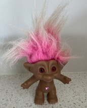 Vintage Ace Novelty Treasure Troll Pink Eyes Belly Button Gem 5” Matted Hair - £10.71 GBP