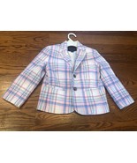 Janie and Jack Madras Plaid Linen Blazer Size 4 White Plaid Preppy - $28.07
