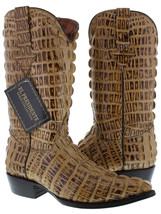 Mens Rustic Sand Full Crocodile Tail Pattern Western Cowboy Boots J Toe Size 8 - £122.24 GBP