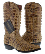 Mens Rustic Sand Full Crocodile Tail Pattern Western Cowboy Boots J Toe ... - £121.49 GBP