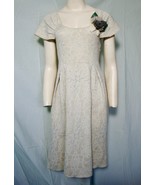 ANTHROPOLOGIE Knit Dress Cream Shawl Collar BOHO Embellished Short Sleev... - $1,058.94 MXN