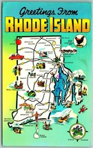 State Map Greetings From Rhode Island RI Chrome Postcard H5 - $3.51