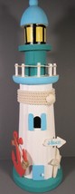 Lighthouse Nautical Beach Hand Painted Rustic Wood Whimsy 13&quot; - £12.60 GBP