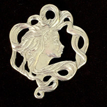 SEAGULL PEWTER art nouveau woman&#39;s profile pin - polished hand-crafted b... - $8.99