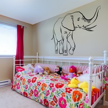 ( 55&quot; x 40&quot; ) Vinyl Wall Decal Lucky Elephant Trunk Up / African Wise Wealth Tru - $77.29