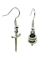 Cauldron Athame Dagger Earrings Drop Dangle Hook Earrings Pagan Witch Boho - £3.52 GBP