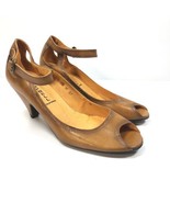 Jeffrey Campbell Peep Toe Heels Orange Brown Adjustable Strap Womens 37 ... - $32.60 CAD
