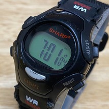 Sharp Lady 30m Black Nylon Digital Quartz Alarm Chrono Watch~New Battery - £7.83 GBP