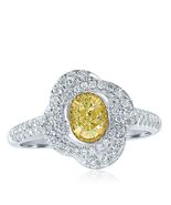 1.06 CT Natural Fancy Yellow Oval Diamond Engagement Ring 14k White Gold - $4,181.96 CAD