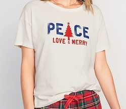 NWT Old Navy Matching Holiday Graphic T-Shirt, Womens Peace Love &amp; Merry... - $12.22