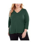 MSRP $45 Karen Scott Womens Plus Ribbed Trim V-Neck Sweater Size 0X - $114.46 MXN