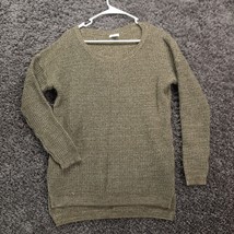 BP Sweater Women Large Olive Green Long Sleeve Relaxed Ripped Cozy Knit Top - £8.98 GBP