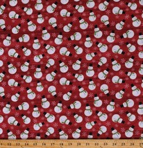 Cotton Snowmen Snowman Snowflakes Christmas Red Fabric Print by the Yard D402.65 - £9.59 GBP