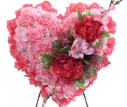 Silk Pink Floral Heart For grave-site Remembrance Of Love One - £72.55 GBP