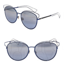 Christian Dior Sideral 2 Navy Blue Silver Mirrored Metal Oversized Sunglasses - £150.03 GBP