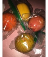 4 Wooden Fruits Lemon Apple Pear - $34.53