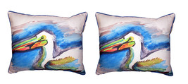 Pair Of Betsy Drake White Pelican Head Large Indoor Outdoor Pillows 16 X 20 - £69.91 GBP