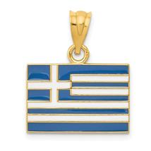 14k Solid Enameled Greece Flag Pendant K866 - £246.40 GBP