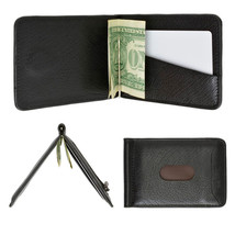 Mens Genuine Leather Money Clip Slim Wallet Magnetic Black Id Credit Card Holder - £13.90 GBP