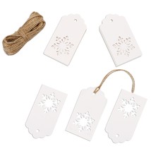 100Pcs Snowflakes Paper Tags Christmas Kraft Gift Tags Hang Labels With ... - $12.99