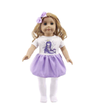 Doll Outfit Mermaid Purple Skirt Tights Bow 3PC Set Fits American Girl D... - $10.97