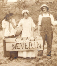 Camp Neverin Antique Photograph Found Photo Vintage Overalls Wash Basin ... - £9.67 GBP