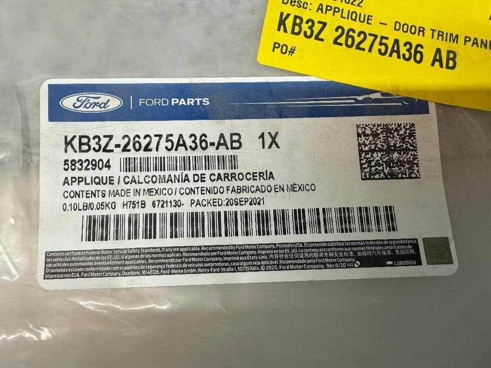 2019-2023 FORD RANGER RIGHT REAR DOOR BLACK OUT TAPE APPLIQUE KB3Z-26275... - $30.02