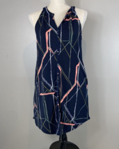 Banana Republic Colored Geometric Lines Blue Dress V neck Women&#39;s Size S... - £14.70 GBP