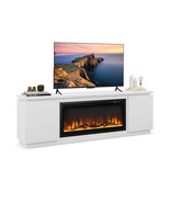 Fireplace TV Stand for TVs up to 80 Inch with 3 Adjustable Shelves-White... - $789.83 CAD