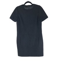 Elie Tahari Bridgett Faux-Suede Shift Dress Short Sleeve Pockets Black 10 - £22.63 GBP