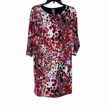 Muse Women&#39;s Dress Rouched Stretch Long Sleeve Round Neck Lined Multicolor 8 - £16.86 GBP