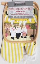 5pc Set:2 Pot Holders,1 Oven Mitt &amp; 2 Towels,3 FAT CHEFS, LOVE TO COOK M... - $14.84