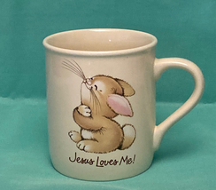 Vintage Hallmark Mug Mates coffee cup Jesus Loves Me You bunny rabbit 8 oz - £3.92 GBP