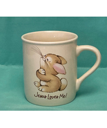 Vintage Hallmark Mug Mates coffee cup Jesus Loves Me You bunny rabbit 8 oz - £3.97 GBP