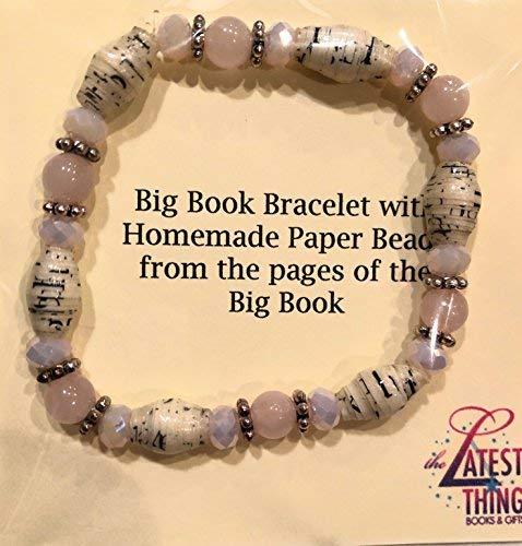 AA Big Book Bracelet Pink & Silver Beads Made From Real Pages From The Big Book