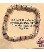 AA Big Book Bracelet Pink &amp; Silver Beads Made From Real Pages From The B... - £17.25 GBP
