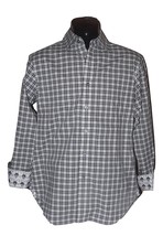 New ROBERT GRAHAM shirt S black white plaid w/ skulls contrast cuffs des... - $89.99