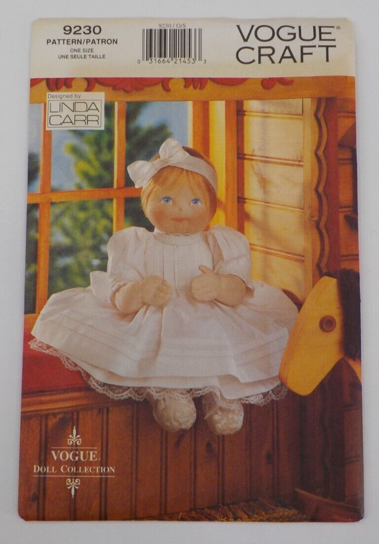 VOGUE CRAFT PATTERN #9230 15" DOLL & OUTFIT VOGUE DOLL COLLECTION UNCUT 1995 - $9.99