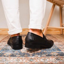 Fangio Penny Loafer Genuine Ostrih Leg Quil Black image 11